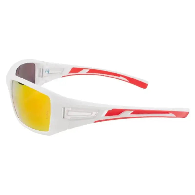 White and red METEL M30 Safety Sunglasses with yellow-tinted reflective lenses