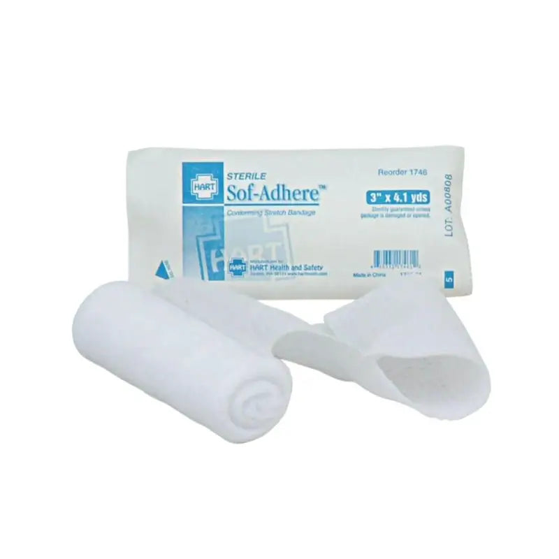 White rolled gauze bandages with Sof-Adhere packaging in Waterproof 6000 Series First Aid Kit