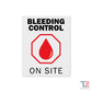 Bleeding Control On Site Decal for first responders featuring a red stop sign design