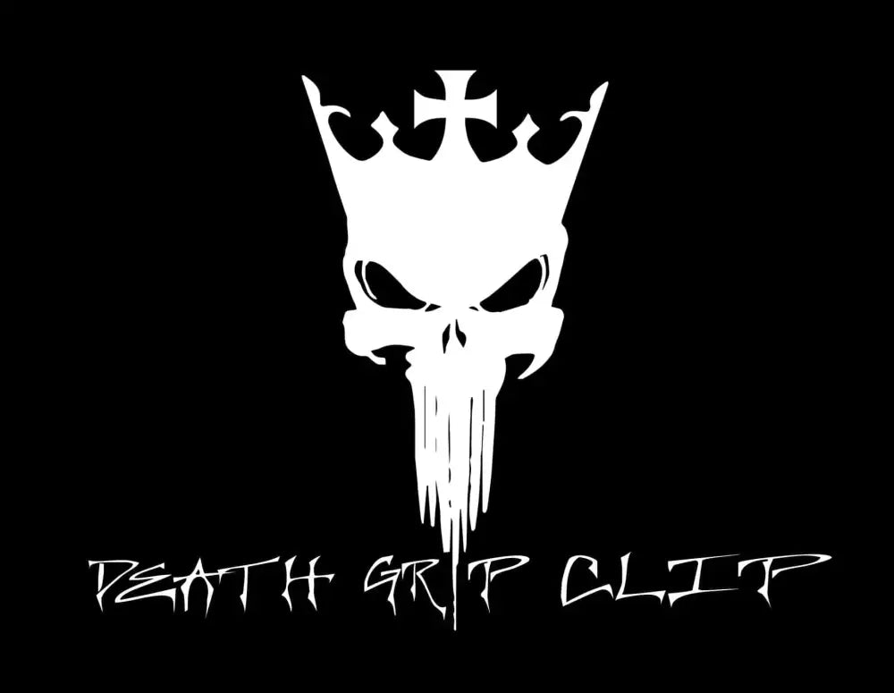 White skull with crown featuring Punisher design for Death Grip Clip product