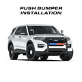 White SUV with push bumper featuring Feniex Quantum 2.0 600 Stick Light for first responders