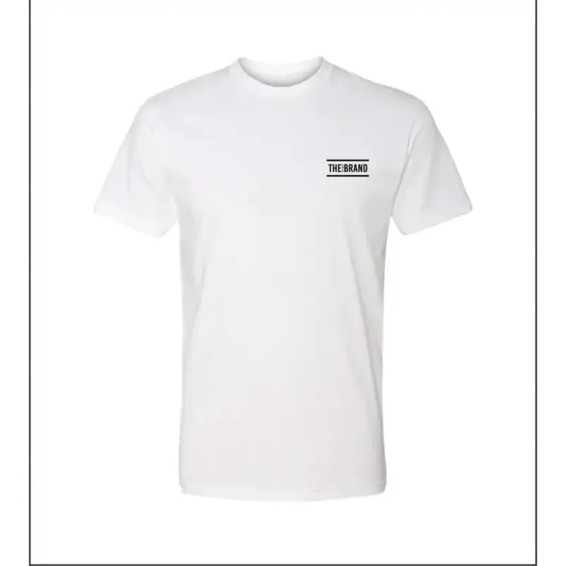 White The Off Duty Essential Tee featuring THE BRAND text on the chest