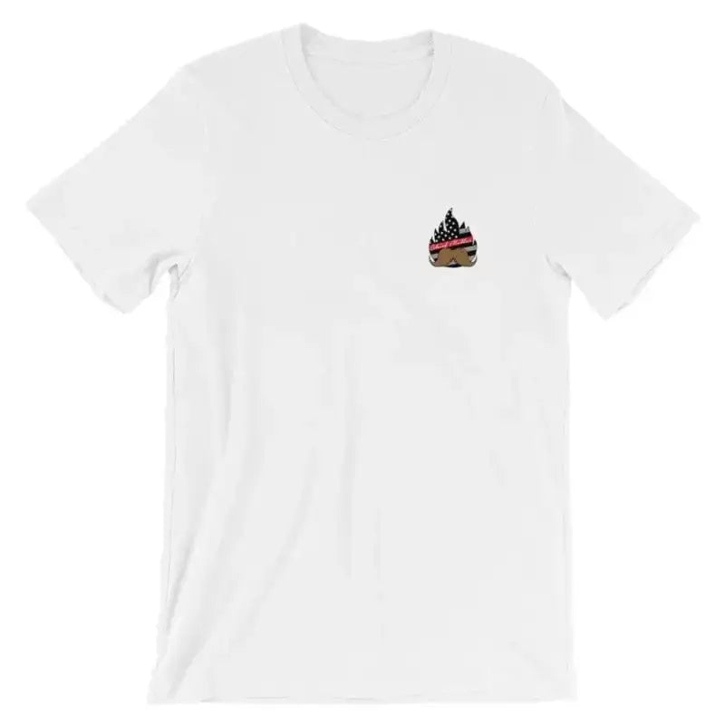 White t-shirt with campfire emblem for Movember - Short Sleeve in Heather Midnight Navy