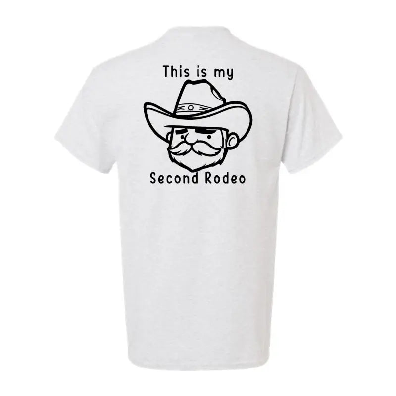 White t-shirt with cowboy graphic from My Second Rodeo safety yellow t-shirt collection
