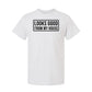 White safety yellow t-shirt with rectangular text box for a stylish look