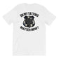 White t-shirt with DO MY TATTOOS MATTER NOW text and police badge graphic on athletic heather