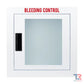 Fully Recessed Bleeding Control Cabinet with black handle on a white wall