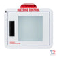 White wall-mounted Premium Rounded Bleeding Control Cabinet with glass front panel