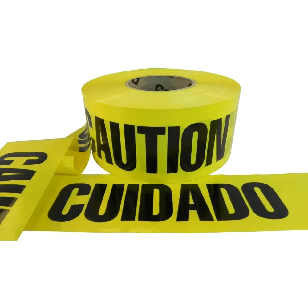 Chief Miller Barricade Tape WOD Barricade Flagging Tape ''Cuidado/Caution'' 3 inch x 1000 ft. - Hazardous Areas, Safety for Construction Zones BRC Apparel