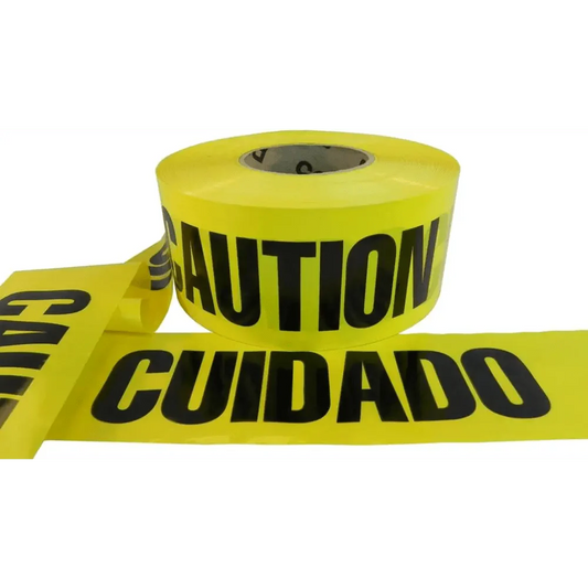 Chief Miller Barricade Tape WOD Barricade Flagging Tape ''Cuidado/Caution'' 3 inch x 1000 ft. - Hazardous Areas, Safety for Construction Zones BRC Apparel