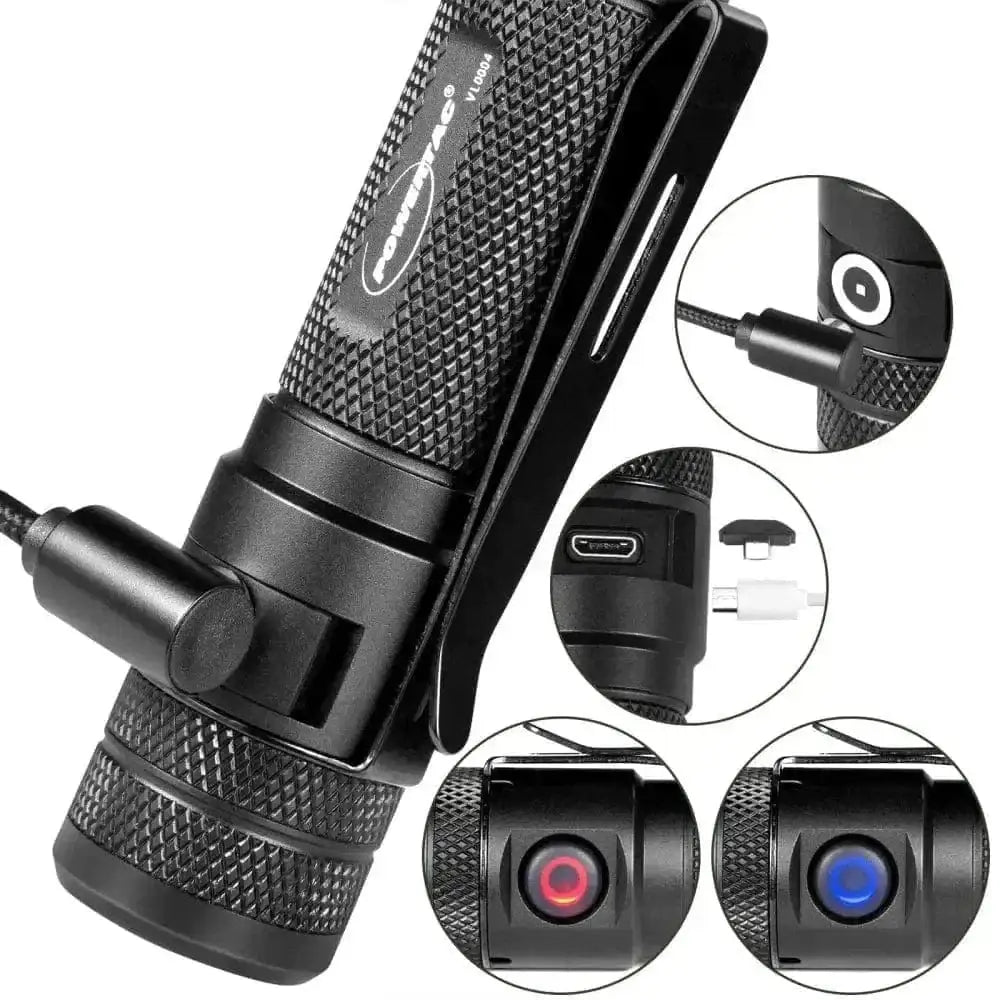 Black USB condenser microphone with mount and LED in WOFT 1200 Lumen Tactical EDC Flashlight