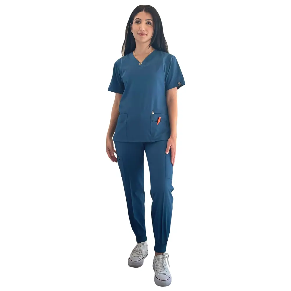 Women’s 4-Way Extreme Stretch Jogger Scrubs - Style ST100-JR - Caribbean / X-Small - Women’s Scrubs Sets