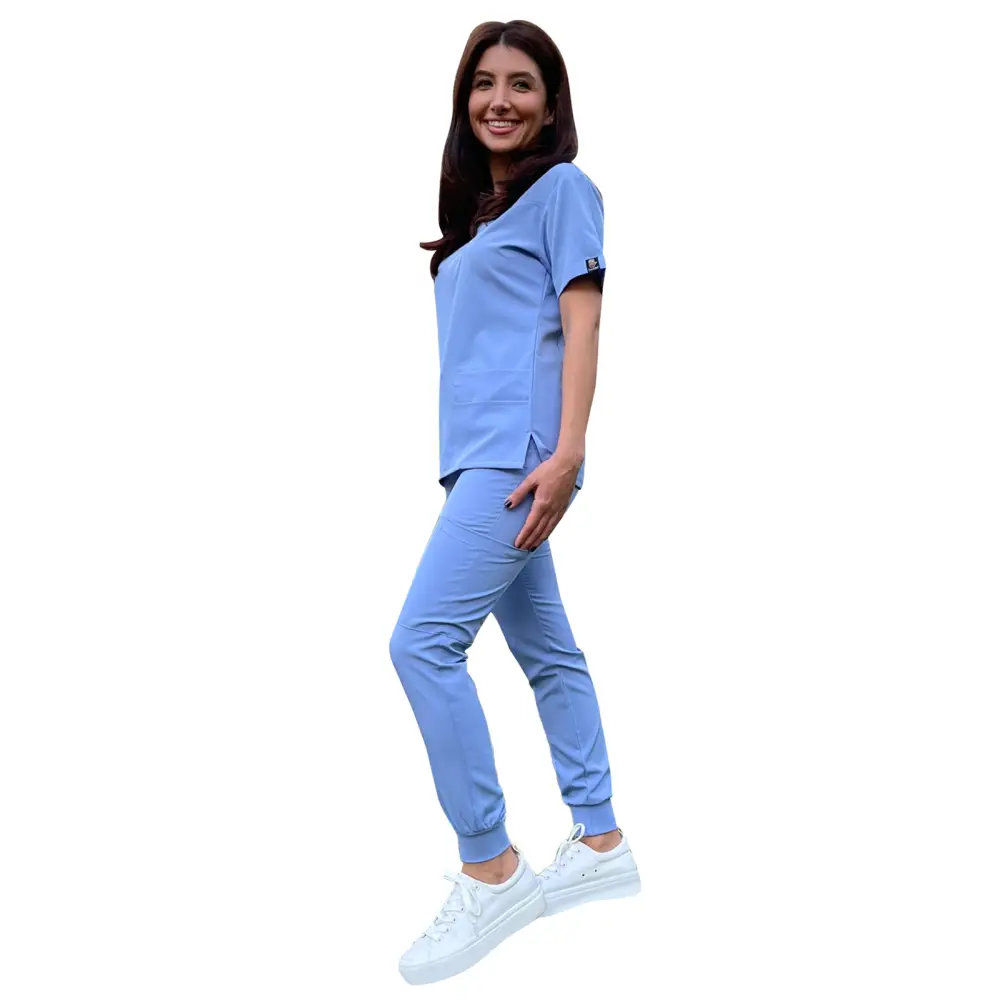 Women’s 4-Way Extreme Stretch Jogger Scrubs - Style ST100-JR - Ciel / X-Small - Women’s Scrubs Sets