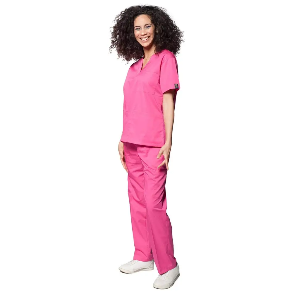 Women’s Classic 8 Pocket Uniform Scrubs - Style 103 - Fuchsia / X-Small - Women’s Scrubs Sets