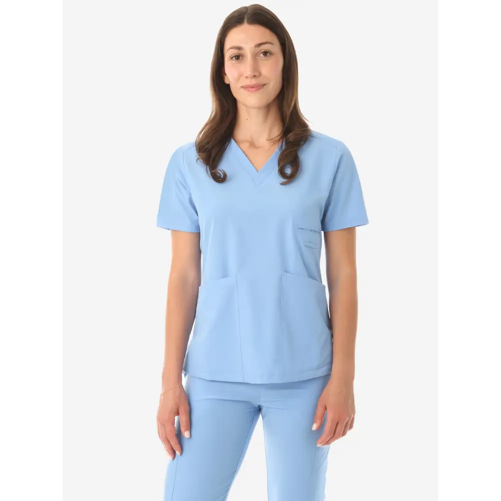 Women’s Four-Pocket Scrub Top - Ceil Blue / XS - Women’s Scrub Top