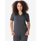 Dark gray women’s four-pocket scrub top with short sleeves for medical professionals