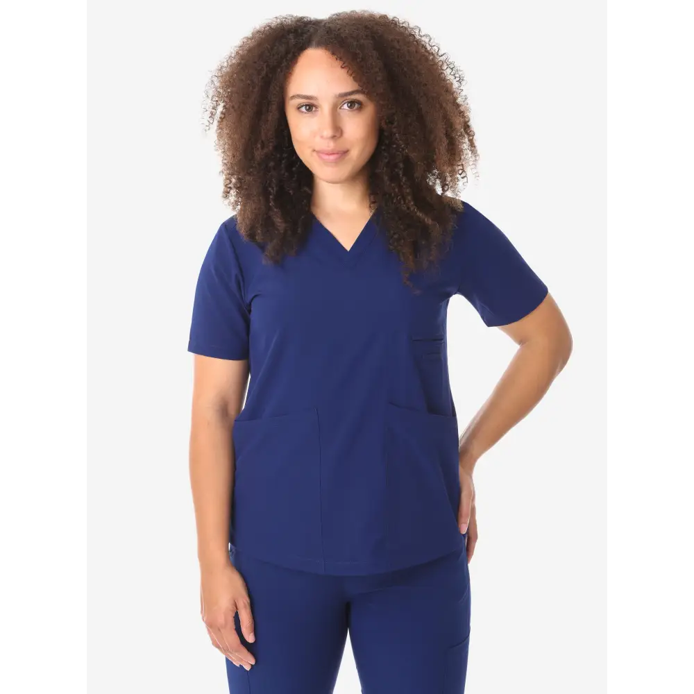 Women’s Four-Pocket Scrub Top - Navy Blue / XS - Women’s Scrub Top