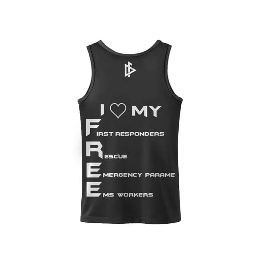 Black Women’s Freebird Patriotic Tank with I Love My Free design for First Responders