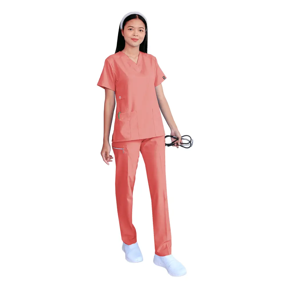 Women’s Gentle Stretch Slim Fit Zipper Set - Style ST88 - Blush / X-Small - Women’s Scrubs Sets