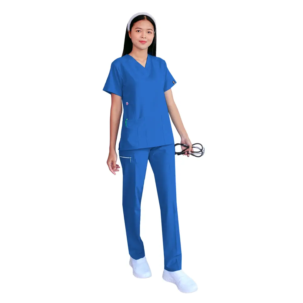 Women’s Gentle Stretch Slim Fit Zipper Set - Style ST88 - Royal / X-Small - Women’s Scrubs Sets