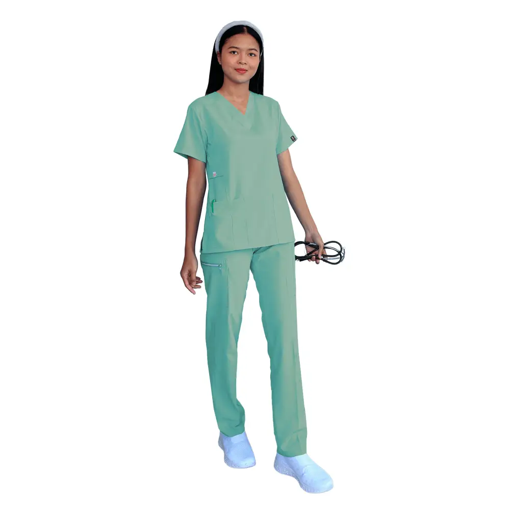 Women’s Gentle Stretch Slim Fit Zipper Set - Style ST88 - Seaside / X-Small - Women’s Scrubs Sets