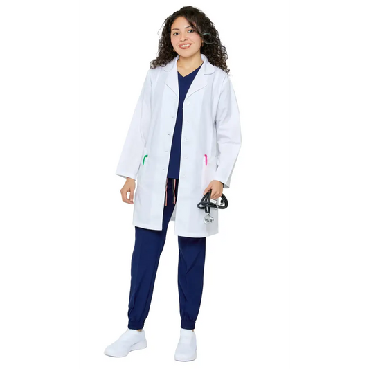 Women’s Multi-Pocket Long Lab Coat Medical Uniform - White / XX-Small - Lab Coats