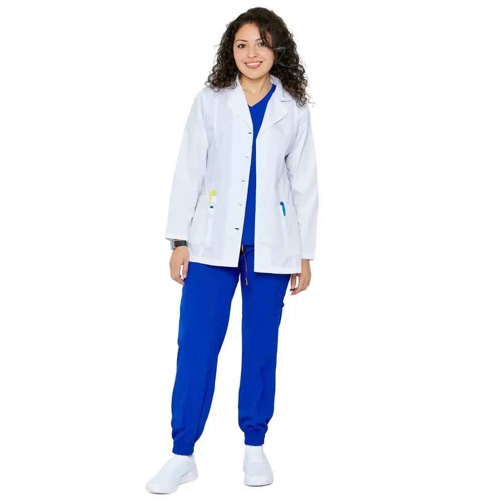 Women’s Princess-Cut Short Lab Coat Uniform - White / XX-Small - Lab Coats