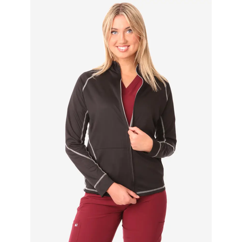 Women’s Scrub Jacket - Real Black / XXS - Women’s Scrub Top