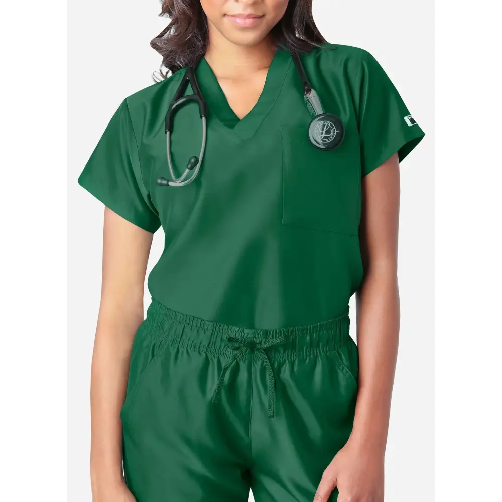 Women’s Simple Scrub Top - Hunter Green / XXS - Women’s Scrub Top