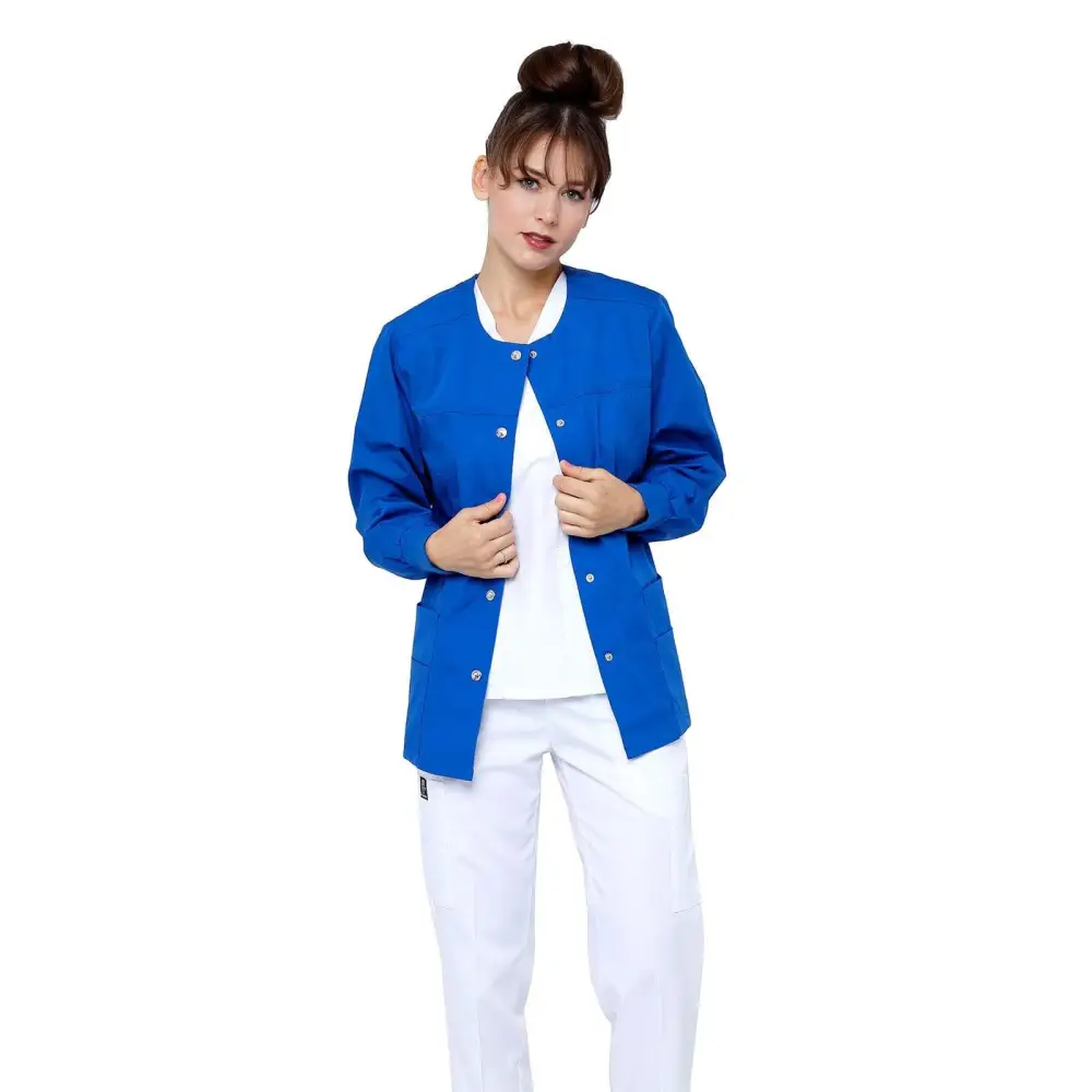 Women’s Snap Jacket Warm Up Uniform Scrub - Royal / X-Small - Warm Up Jacket