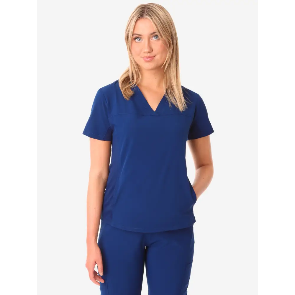 Women’s Stash-Pocket Scrub Top - Navy Blue / XS - Women’s Scrub Top