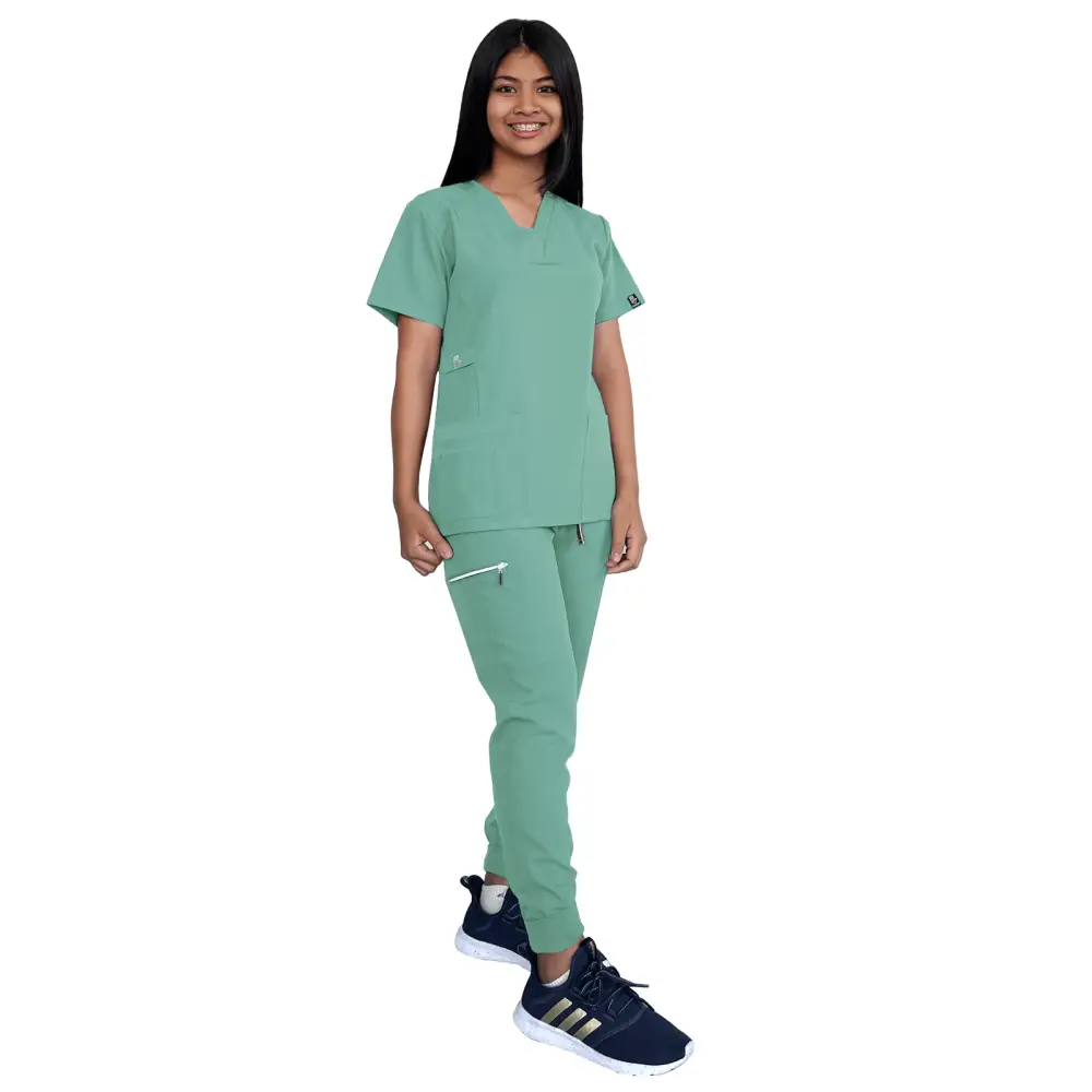 Women’s Stretch Slim Fit Zipper Jogger Uniform - Style ST88-JR - Seaside / X-Small - Women’s Scrubs Sets