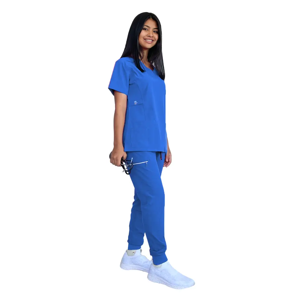 Women’s Stretch Slim Fit Zipper Jogger Uniform - Style ST88-JR - Royal / X-Small - Women’s Scrubs Sets