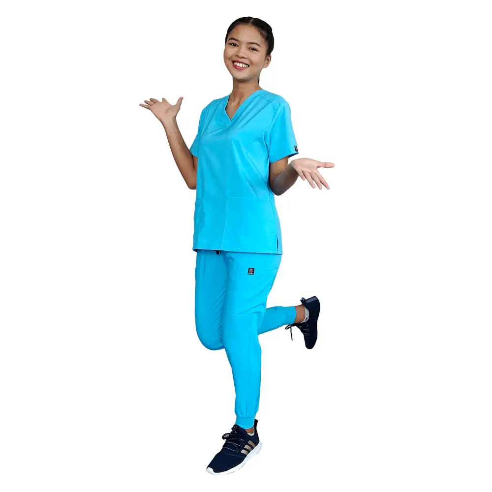 Women’s Stretch Slim Fit Zipper Jogger Uniform - Style ST88-JR - Turquoise / X-Small - Women’s Scrubs Sets