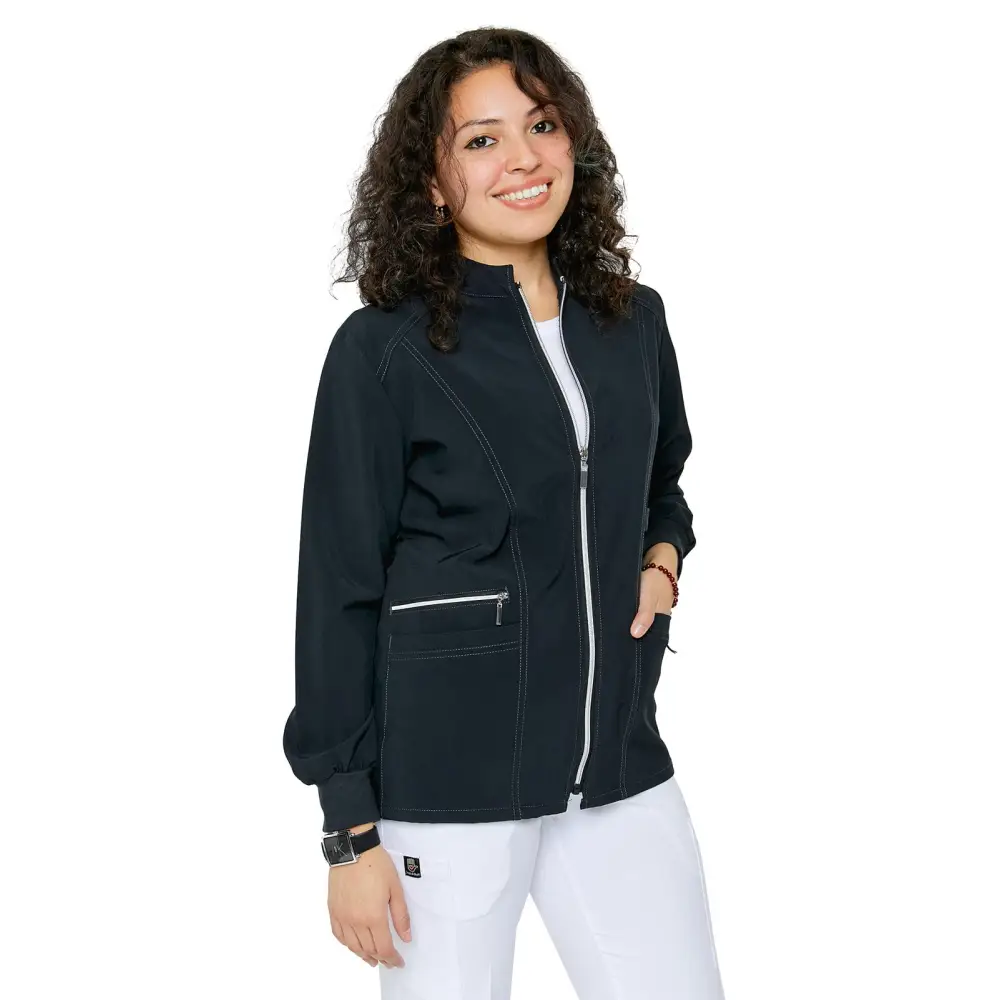 Women’s Stretch Zipper Warm Up Uniform Jacket - Black / X-Small - Warm Up Jacket