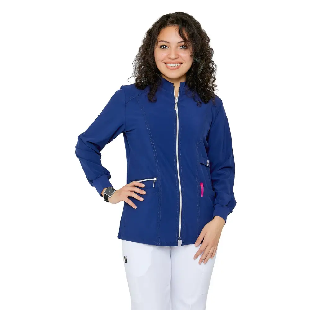 Women’s Stretch Zipper Warm Up Uniform Jacket - Navy / X-Small - Warm Up Jacket