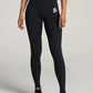 Black athletic leggings with white logo, perfect for women’s top-tier leggings style