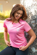 Pink cotton Women’s Training Tee with short sleeves for ultimate comfort and resilience