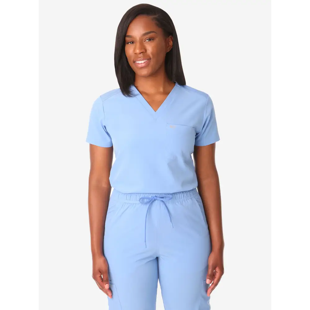 Women’s Tuckable One-Pocket Scrub Top - Ceil Blue / XS - Women’s Scrub Top