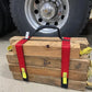 Wooden blocks held with red straps and yellow tags for Cribbing Strap Short-FFCS8