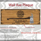 Custom Wall Axe plaque featuring a mounted axe and fire department emblem