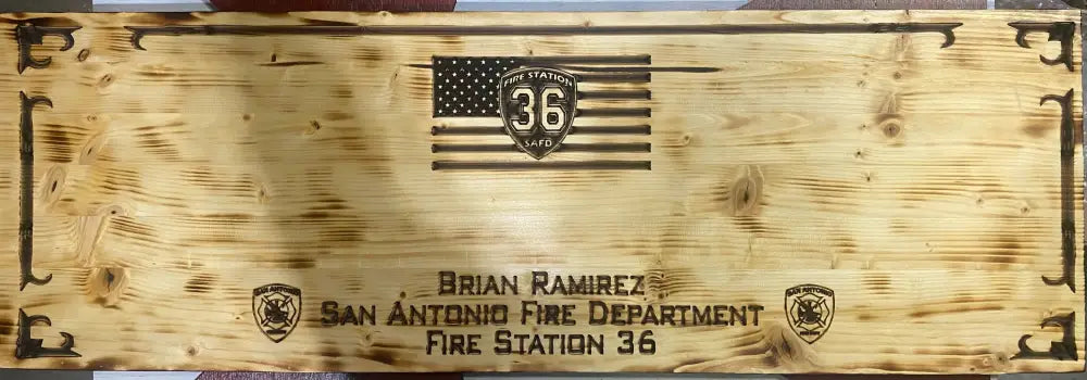 Custom Wall Axe Plaque for San Antonio Fire Department Station 36 with American flag design