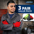 Touchscreen Safety Work Gloves value pack featuring three pairs of synthetic leather gloves