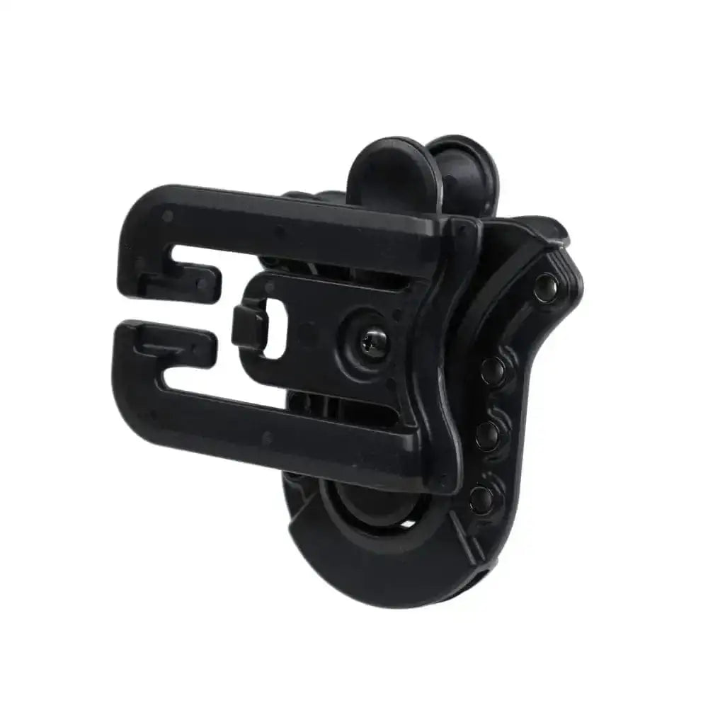 Black plastic mounting clip for XShear Tactical Holster with adjustable components