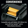 Yellow battery connector interface for Makita BL1860B 18V LXT® power tools with Star Protection