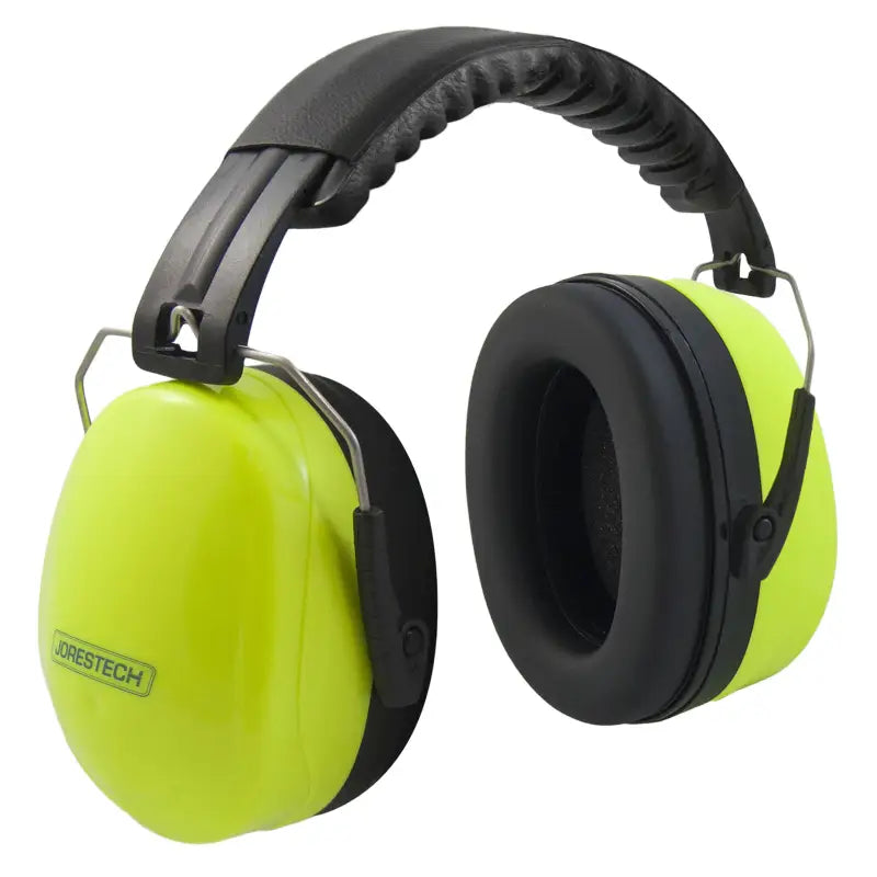 Yellow and black noise cancelling hearing protection earmuffs with 27dB NRR design