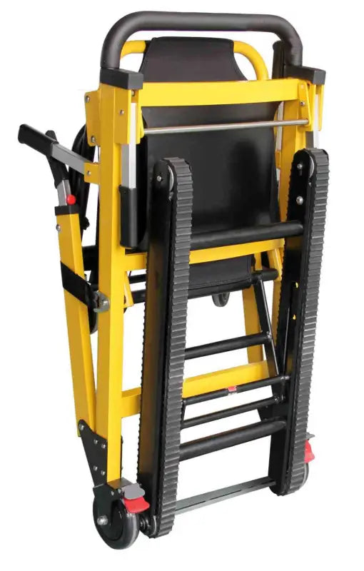 Yellow and black folding hand truck for the LINE2design-USA Emergency Evacuation Manual Track Stair Chair