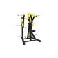 Yellow and black plate-loaded lat pulldown machine ideal for first responders, firefighters, police