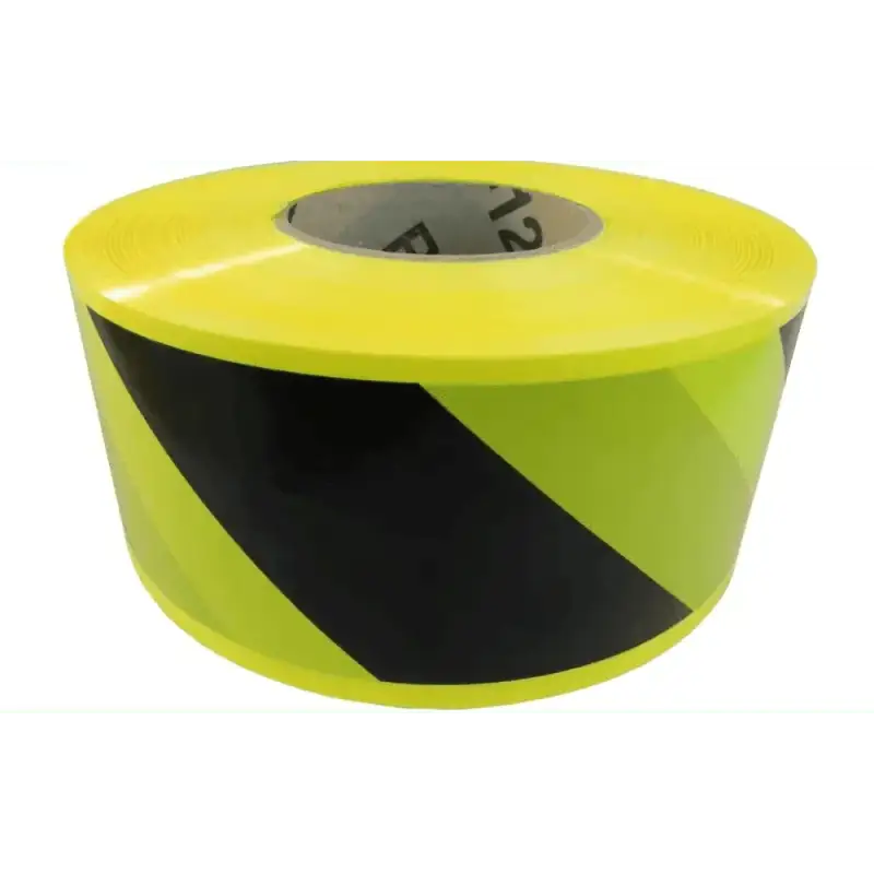 Yellow and black striped barricade flagging tape roll for construction zones BRC safety