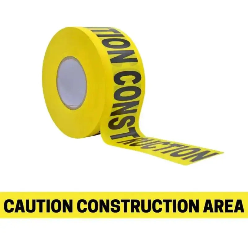 Yellow WOD Barricade Flagging Tape reading Caution Construction Area for safety in construction zones